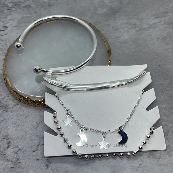 Silver Moon And Star Four Piece Bracelet Set - Picture 7 of 12